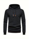 Casual Waffle Men's Hooded Sweatshirt With Drawstring For Spring Fall Outdoor Sports Men's Hoodie