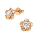 C1219-C36796 - Rose Gold 925 Sterling Silver Cz Flower Earrings