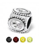 C74-C3793 - 925 Sterling Silver European Charm With Cz Stone - Cz Red Garnet