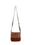 Genuine Leather Leopard Crossbody Bag - Dark Brown
