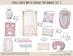 Cot Duvet Bedding Long Eared White Bunny Patchwork Set 3