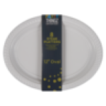 White Oval Steak Plastic Platter 8-PACK