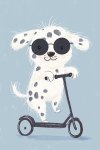 Dog On A Scooter Canvas Print - 600MM X 600MM