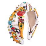 Cealxheny Teacher Headbands For Women Jeweled Book Pencil Headbands Back To School Hairband Teacher Appreciation Gifts Pattern F
