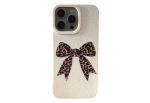 Leopard Print Bow-tie Mobile Phone Case 15 Pro - Cream