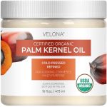 Velona Usda Certified Organic Palm Kernel Oil - 16 Fl Oz 100% Pure And Natural Carrier Oil Refined Cold Pressed Face Hair Body &