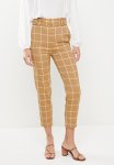 Medium Rise Check Trousers - Camel & White