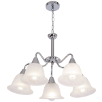 Polished Chrome Chandelier With Alabaster Glass Light Fitting 5 X 40W Es