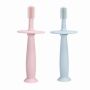 2 Pcs Baby Silicone Toothbrush Baby Silicone Teethers Green & Pink