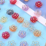 Acrylic Rose Beads With Golden Edge - 20PCS Transparent Flower Beads For Diy Jewelry Bracelets Necklaces Keychains And Handmade