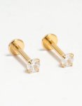 Kids Surgical Steel Cubic Zirconia Flat Back Earrings