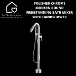 Polished Chrome Modern Round Freestanding Bath Mixer With Handshower