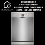 Bosch Series 4 - Anti-fingerprint Brushed Steel Dishwasher 60CM - 14 Place Setting
