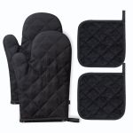 Cotton Lined Heat Resistant Oven Gloves 4-PIECE Set