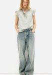 Flutter-sleeved Muslin Blouse - Green