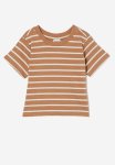 Cotton On Jamie Short Sleeve Graphic Print Tee - Riley Taupy Brown vanilla Stripe