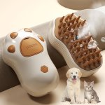 3-IN-1 Electric Pet Grooming Brush - Portable Self-cleaning Silicone Steam Brush For Cats & Dogs With Comfort Massage And Hair R