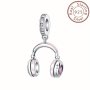 Chic Pink Headphone Charm In S925 Sterling Silvery - Perfect For Diy Jewelry Fits 0.33CM Snake Chain Bracelets & Necklaces