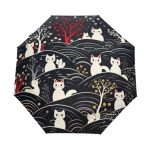 Kaaviyo Cute White Cats Umbrella Windproof Automatic Foldable Umbrells Auto Open Close For Men Women Kids
