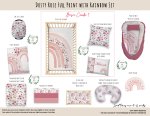 Cot Duvet Bedding Dusty Rose Full Print With Rainbow Set