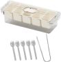 5 Grid Food Storage Container With Lid And Tong- Multi-section Fruit Organizer