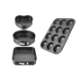 Non Stick Shape Cake Mould Pan 3 Pieces & Muffin Pan 12 Cup Basic Combo