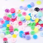 200PCS Assorted Colors Seamless Plastic Buttons - Diy Macaron Round Snap Fasteners For Clothing & Bags 50 Sets pack