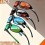 4PCS Women's Fashion Sports Fashion Glasses - Polarized Tac Lens Retro Style For Fishing Hiking & Running - Multicolor Options