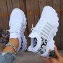 Women's Casual Sports Shoes Flying Woven Leopard Print Breathable Lace-up Running Shoes Comfortable Platform Shoes