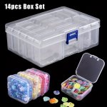14 Pcs Transparent Plastic Storage Box Diamond Painting Tool Box Container For Art Diy Handicraft Jewelry Accessories Pills Sewi