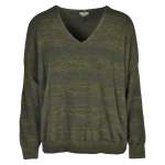 Lurex Stripe Fluffy Knit Top - Forest Green Free