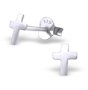 C654-C23489 - 925 Sterling Silver Cross Ear Stud Earrings 5X6MM