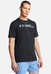 Under Armour Ua M Sliced Wordmark 60 40S Short Sleeve Tee - Black & Horizon Blue
