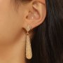 Long Droplet Shape Frosted Pattern Dangle Earrings Simple Punk Style Zinc Alloy Jewelry Creative Female Gift