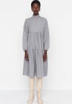 Flare Babydoll Midi Dress - Grey