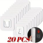 20-PACK Double-sided Adhesive Wall Hooks 6X6 Cm Traceless & Invisible Heavy-duty Hanging For Bathroom Kitchen & Bedroom Storage
