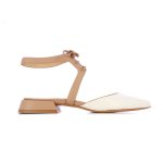Two-tone Ankle Strap Flats -white