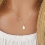 Fiera 925 Sterling Silver Fire And Snow Sn Opal Necklace Size 9X12MM 45CM Chain