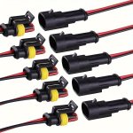 5 Pair Male/female Waterproof Nylon Fire Retardant Car Connectors - Suitable For Motorcycle Scooter Car Truck Quad Bike Trike Ca