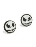 Black Coated Metal Round Skeleton Face Stud Earrings