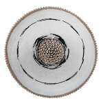 Beaded Shield - White With Black Design