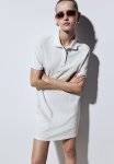Collared Cotton Piqu Dress - Cream