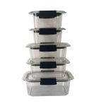 5 Piece Large Clear Airtight Lunch Meal Prep Container