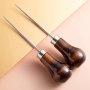 1PC Gourd-shaped Scratch Awl With Wooden Handle 10.34CM Metal Needle For Leather Punching Sewing Diy Handicraft Needlework And Bookbinding - Craft Tool