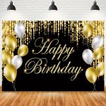 Golden Black Birthday Banner Background Wall Birthday Party Decorations Background Wall Shower Party Men's And Women's Birthday