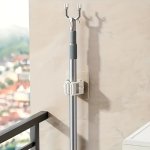 2PCS Easy-install Wall-mounted Mop & Broom Holder - Space-saving Plastic Storage Rack For Bathroom Bedroom Garden Home & Dorm