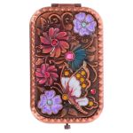 Mipcase Vintage Foldable Makeup Mirror Double Side Compact Retro Pocket Mirror 4.13X2.36X0.59IN Portable Small Travel For Women