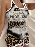 Leopard Print Casual Shorts Set Tank Top & Drawstring Waist Shorts Outfits For Summer Women's Clothing