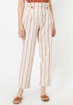 Detailed Striped Trousers - Beige