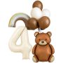 10 Piece Teddy Bear Birthday Balloon Decoration Set - Number Four